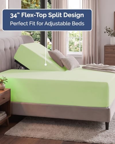 CGK Extra Deep Flex Top Split Head King Fitted Sheet - Light Sage Green - Image 3