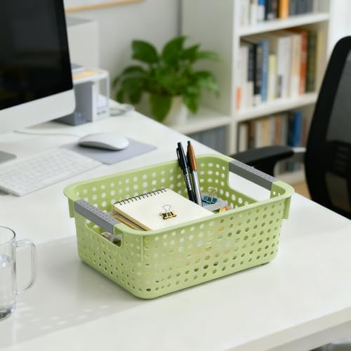 Soddeph 4-Pack Hollow Plastic Storage Baskets with Handles(Green, Small) - Image 3