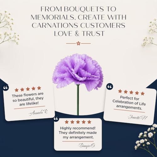 Royal Imports Carnation Artificial Flowers for Weddings – Lavender 100pk - Image 7