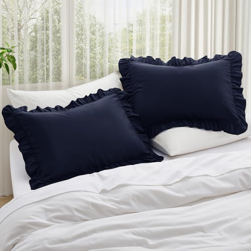 KKJIAF Ruffle Body Pillow Cases Set of 1, Navy Blue - Image 2