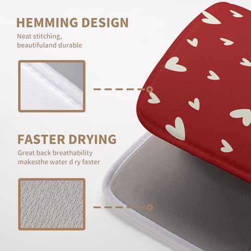 Valentine's Day Love Heart Dish Drying Mat for Kitchen Counter 18x24 Inch Valentine Theme Dish Mats Absorbent Microfiber Dish Draining Mat Reusable Washable Dish Drainer Rack Pad - Image 4