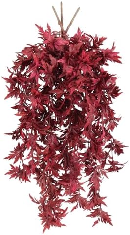 RECUTMS 3Pcs Artificial Hanging Fall Maple Leaves Plant 27.5In Wine Red by RECUTMS