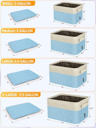 BALEINE 4 Pack Fabric Closet Storage Bins for Shelves, Linen Closet Organizers and Storage, Decorative Baskets for Organizing, Shelf, Clothes, Home, Office (Skyblue, 15''x11''x9.5'') - Image 2