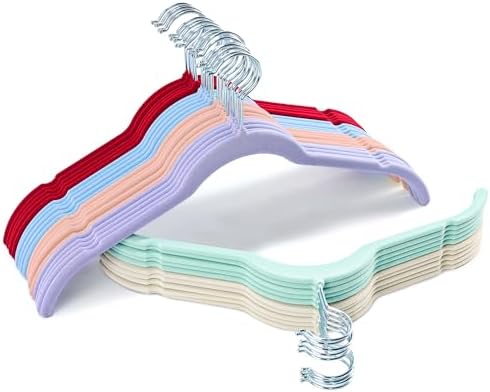 Sishynio Velvet Hangers 30 Pack, Non-Slip Slim Felt Hangers Colorful by Sishynio