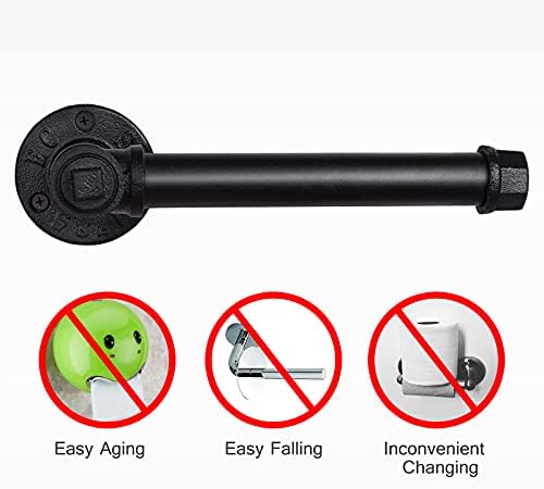 Livabber Industrial Pipe Toilet Paper Holder - Vintage Style DIY Wall Mount Roll Tissue Towel Holder for Bathroom Living Room and Kitchen (6", Black) - Image 3