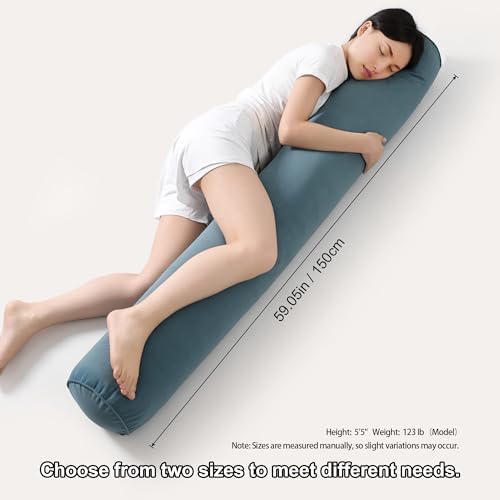 Body Pillow for Adults,Long Round Pillow,Big Cylindrical Pillow,Large Full Bolster Pillows for Side Sleepers (Slate Blue, 59"*7.87") - Image 3