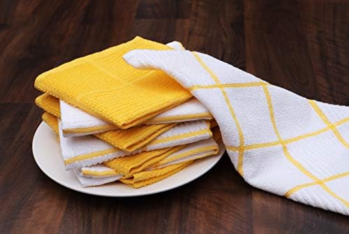 AMOUR INFINI Dish Cloths for Washing Dishes Set of 8 - Highly Absorbent, Super Soft Kitchen Dishcloths - Reusable Quick Dry Dish Rags for Cleaning & Drying Kitchen Linens (12x12 Inch - Yellow) - Image 7