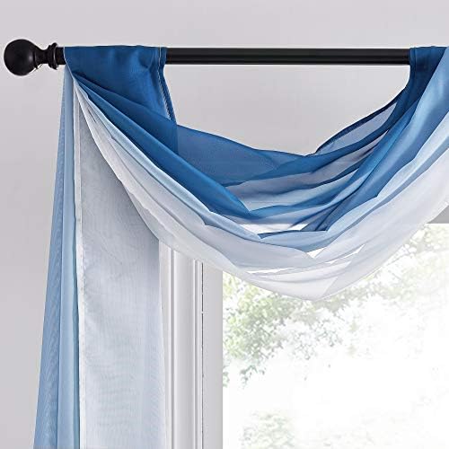 NICETOWN Navy Blue Ombre Sheer Scarf Curtains Valances, Elegant Backdrop Voile Texture for Indoor Outdoor Wedding Ceremony/Party/Pergola Canopy, Set of 2, W60 x L216 - Image 4