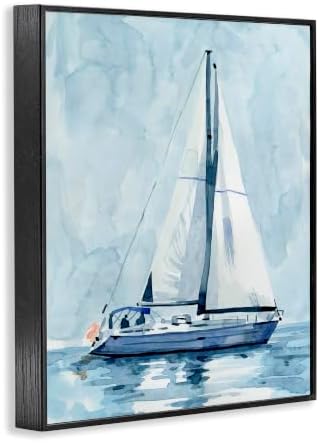 Nautical Blue Sailboat Coastal Calm, 16 x 20 Inch Framed Giclée Print - Image 2