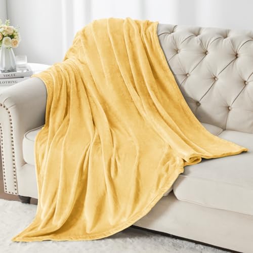 BEDELITE Fleece Blanket Soft Plush Twin Size Blanket Cream Yellow 60"x80" - Image 6