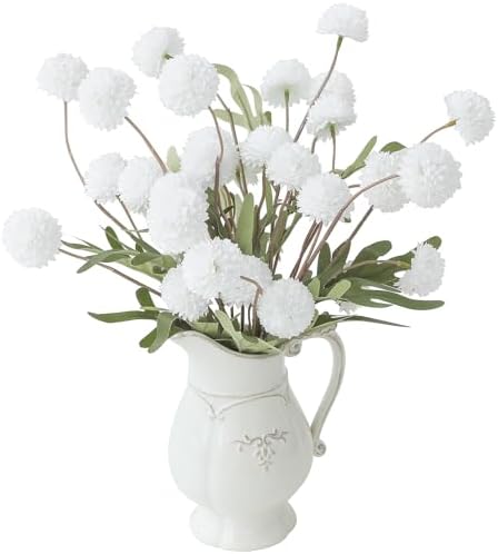 Floroom 6pcs White Faux Silk Mums Artificial Flowers, Bulk Fake Small Mini Chrysanthemums with Stems for DIY Wedding Centerpieces Floral Arrangements Vase Fillers Home Decorations by Floroom