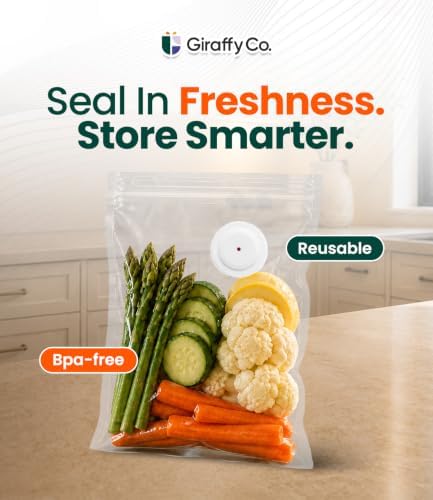 GIRAFFYCO 30 Small Reusable Vacuum Sealer Bags, 8.7 x 8.3 in, Airtight Food - Image 3