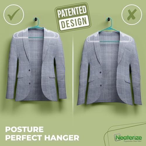 NEATERIZE Clothes Hangers Plastic 50 Pack for Adults - Plastic Hangers, The Perfect Coat Hanger and Space Saving Clothes Hangers for Closet, Percheros Ganchos para Colgar Ropa Hangars - Hangers - Image 3