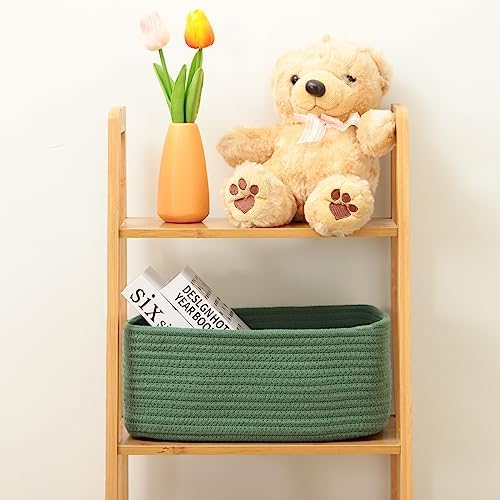 MiniArk Small Storage Baskets for Organizing | Closet Organizer Bins | Shelf Toy Basket | Woven Rope Baskets | Cube Decorative Box | Shallow Basket | 11.5x7.5x4.7” | 4 Packs Green - Image 4