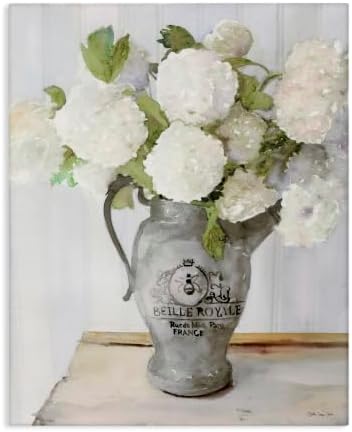 Hydrangea in French Pitcher, 16 x 20 Inch Canvas Wall Art by StupellIndustries