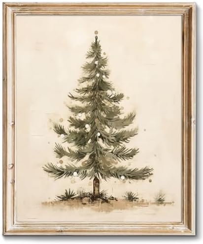 Vintage Christmas Tree Christmas Wall Art, Christmas Tree Art Print Pine Tree Vintage Print, Christmas Decor Holiday Decor Gift, Botanical Winter Art Christmas Tree Wall Decor-(11x14" Unframed) by Home