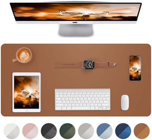 Leather Desk Pad Blotter,Mouse Pad,Office Desk Mat, Non-Slip PU Leather Desk mat,Large Desk mat,Waterproof Keyboard mat for Office/Home/Decor (Brown,35" x 17") by AFIING