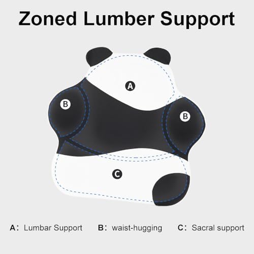 Panda Lumbar Support Pillow for Office Chair & Car Seat, Cute Animal High Density Memory Foam Back Cushion for Back Pain Relief, Ergonomic Posture Corrector Gift for Women, Kids, Coworkers - Image 6