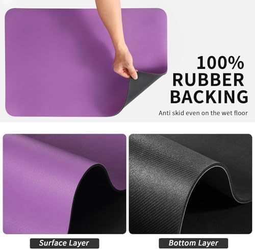 HotLive Dish Drying Mat for Kitchen Counter, Heat Resistant Drainer Mats with Non-slip Rubber Backed, Hide Stain Kitchen Super Absorbent Draining Mat, Easy to Clean Dish Rack Pad, Purple 16"x20" - Image 5