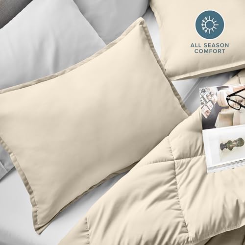 Bare Home Pillow Sham Covers 1800 Ultra-Soft Set of 2 (Queen, Sand) - Image 2
