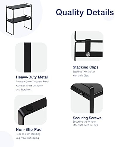Nxconsu Stackable Cabinet Shelf Organizer 2 Pack, Standard Tall Black - Image 4