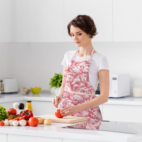 CPC Cotton Floral Kitchen Apron for women with Pocket and Adjustable Neck Ties. Apron for Women Men Chef-Hand Block Printed - Image 3