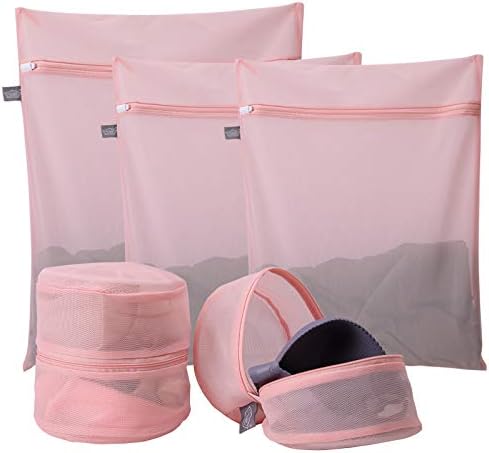 Kimmama Lingerie Bag for Washing Delicates, Pink Bra Bags for Laundry, 5pcs by Kimmama