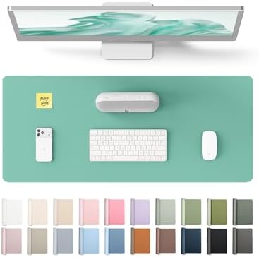 YSAGi Leather Desk Protector, Office Mat, Large Mouse Mat, Non-Slip PU Leather Blotter, Laptop Desk Pad, Waterproof Writing Pad for Office and Home (Green-Blue, 23.6" x 13.8") by YSAGi