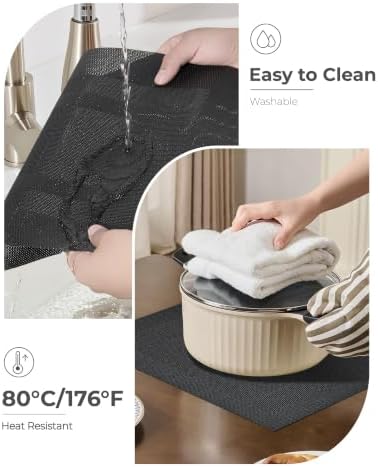 Leetaltree Black Frame Placemats Set of 4 - Heat Resistant Non-Slip Place mats for Dining Table, Washable Durable PVC Vinyl Woven Table Mats（Black Frame, 4） - Image 5