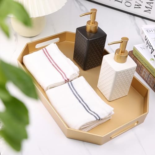 Gold Decorative Tray with Handles, Versatile Serving Tray for Coffee Table, Ottoman, Ideal for Serving, Displaying, Organizing, 15.7"*10.2"*1.57" - Image 3