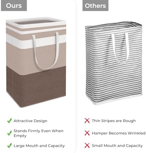 HomeHacks 2 Pack Large Laundry Baskets, Laundry Hampers Bags (Khaki 88Lx2) - Image 3