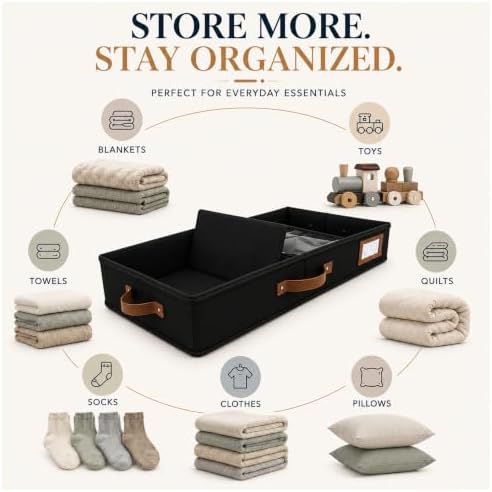 HOMELUX THEORY Under Bed Storage, Medium 2pc with Lid, Black - Image 6
