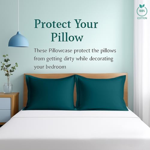 2 Pack Euro Pillow Shams 26x26 – 600 Thread Count 100% Organic Cotton Teal Square Pillow Covers with 2 Inch Flange, Soft & Smooth Premium Hotel-Quality Pillowcases Set of 2 - Image 3