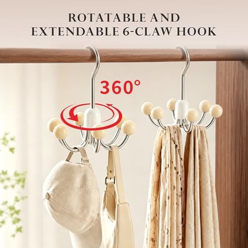 2 Pack 360° Swivel Hoodie Hangers Tank Top Hanger Bra Organzier Apricot - Image 6