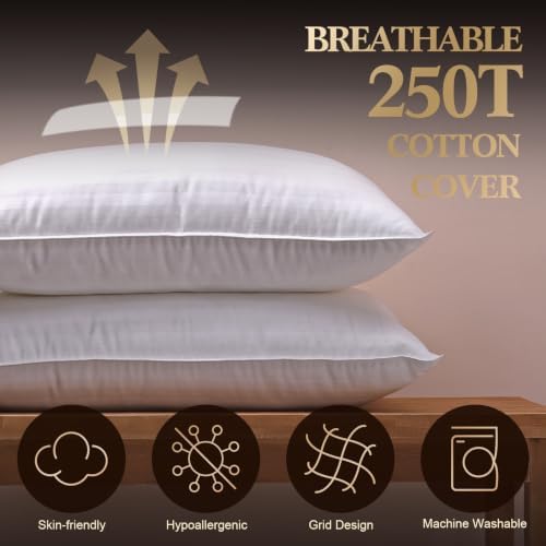 Sherwood Hotel Collection Pillows 2 Pack with Cotton Cover, Queen - Image 3