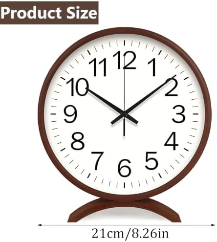 Maxspace Table Clock-8 Inch Silent Non-Ticking Wooden Timepiece Desk Clock, Battery Operated Decor Round Clock for Living Room Office Bedroom Decor (Walnut, White Dial, Black Hands) - Image 7