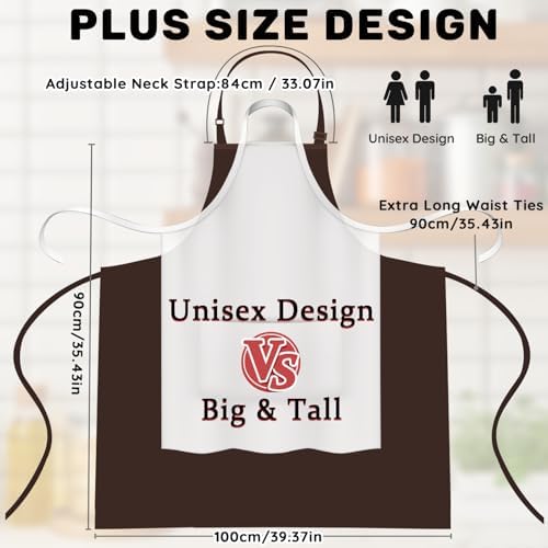 2 Pack Plus Size Waterproof Cooking Chef Apron with 2 Pockets for Men Women - Image 3