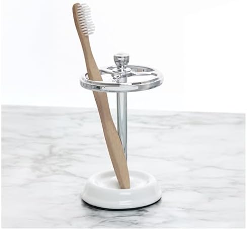 InterDesign iDesign Toothbrush Holder with 3 Divided Sections for Bathroom or Vanity - Set of 2 - White/Chrome - Image 5