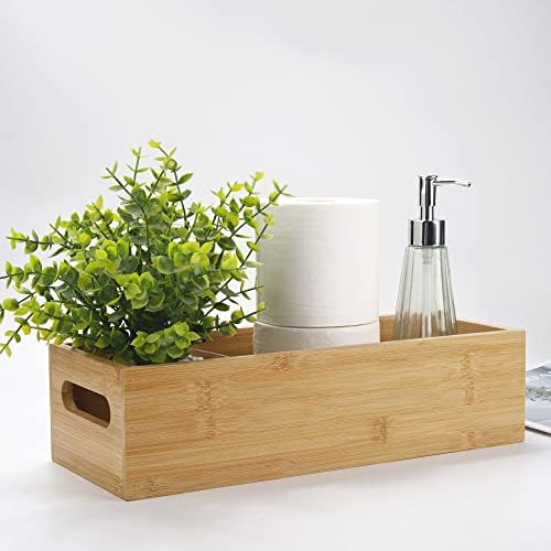 Toilet Tank Paper Basket for Back of Tank Top, Bamboo Bathroom Storage for Organizing (15 x 6 x 4 inch) by XIMISISE
