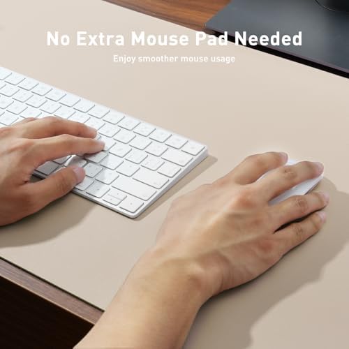 Aothia Large PU Leather Desk Pad Protector – Non-Slip Mouse Pad & Writing Mat for Office/Home, Waterproof, Easy to Clean(48" x 17", Eggshell) - Image 3