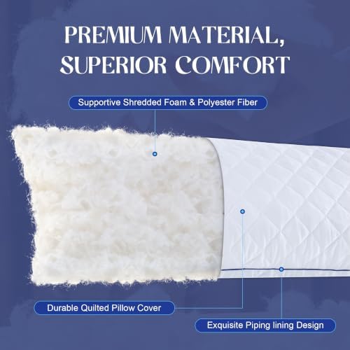 DOWNSTORIA Memory Foam Body Pillow for Adults, Full Long Pillow Insert for Side Sleepers, Breathable Soft Bed Pillows for Sleeping(White, 20 x 54 Inch) - Image 4