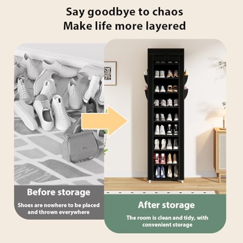 Calmootey 9-Tier Shoe Rack Organizer with Dust Cover for Bedroom, Entryway - Image 7