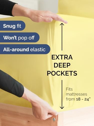 CGK Extra Deep Full Single Fitted Sheet Only - Yellow - Image 2