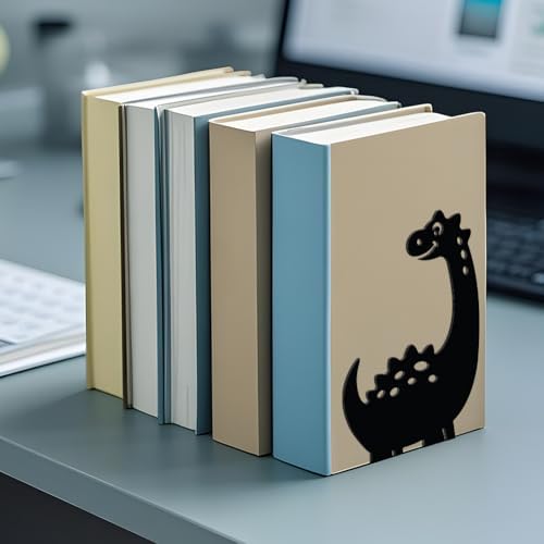 WADORN Cartoon Dinosaur Metal Bookends for Shelves Decorative 1 Pair, Heavy Duty Books End Support Non-Skid Book Holder Black L-Shaped Book Stopper for Home Office Desk Book Divider, 4.7x3.5x7 Inch - Image 7