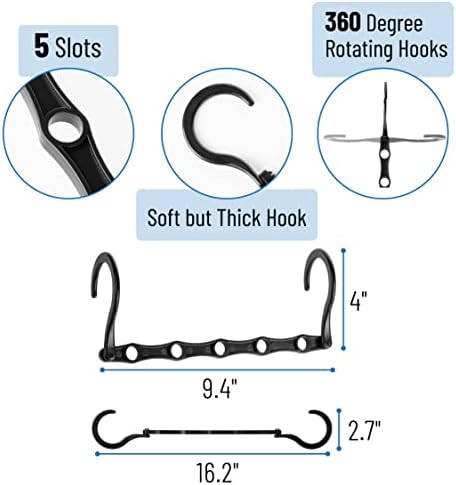 Mr. Pen- Space Saving Hangers for Clothes, 12 pcs, Black | Plastic Multi Clothes Hangers Space Saving, 5 Slots, 360° Rotating Hooks - Image 3