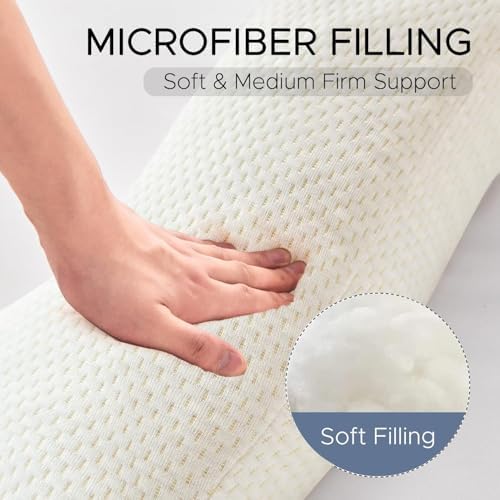 Body Pillow for Adults, Swan Pillow Insert for Sleeping, Beige, 49 Inch - Image 4