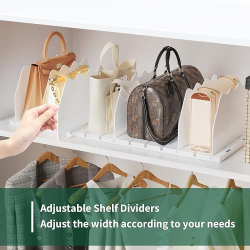 SPACEKEEPER Shelf Divider for Closet, Adjustable Purse Organizers, White - Image 4