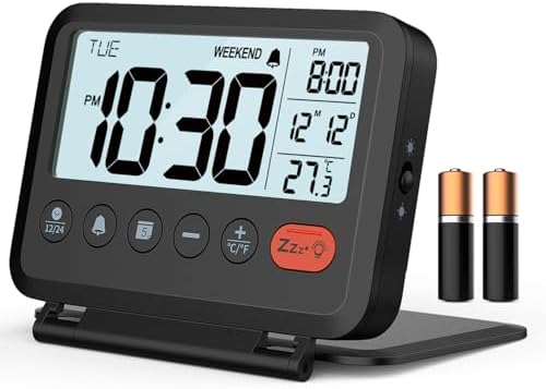 Digital Travel Alarm Clock, Battery Operated Bedroom Clock by MeesMeek