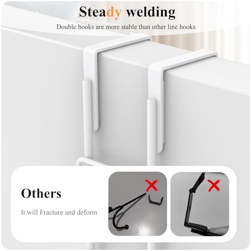 FYY 2 PCS Over the Door Hooks, Heavy Duty Double Hanger with Non-Slip Pads, No-Drill Metal Hook for Hanging Coats Towels Robes Closet Bathroom Bedroom, Fits 1.5 Inch Door Thickness, 7.87" Long, White - Image 4