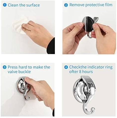 Wreath Hanger, 6 Pack, Silver-Plated Polished Suction Hooks for Window Glass Kitchen Bathroom, Reusable Without Punching for Towel Loofah Robe Coat Wreath Decor, ABS Plastic - Image 5